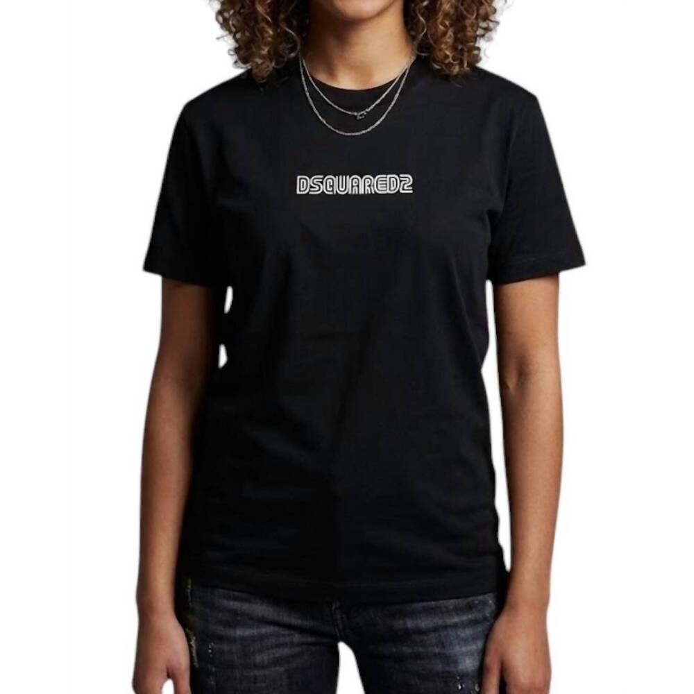 NEW DSQUARED2 women's logo graphic t-shirt in black